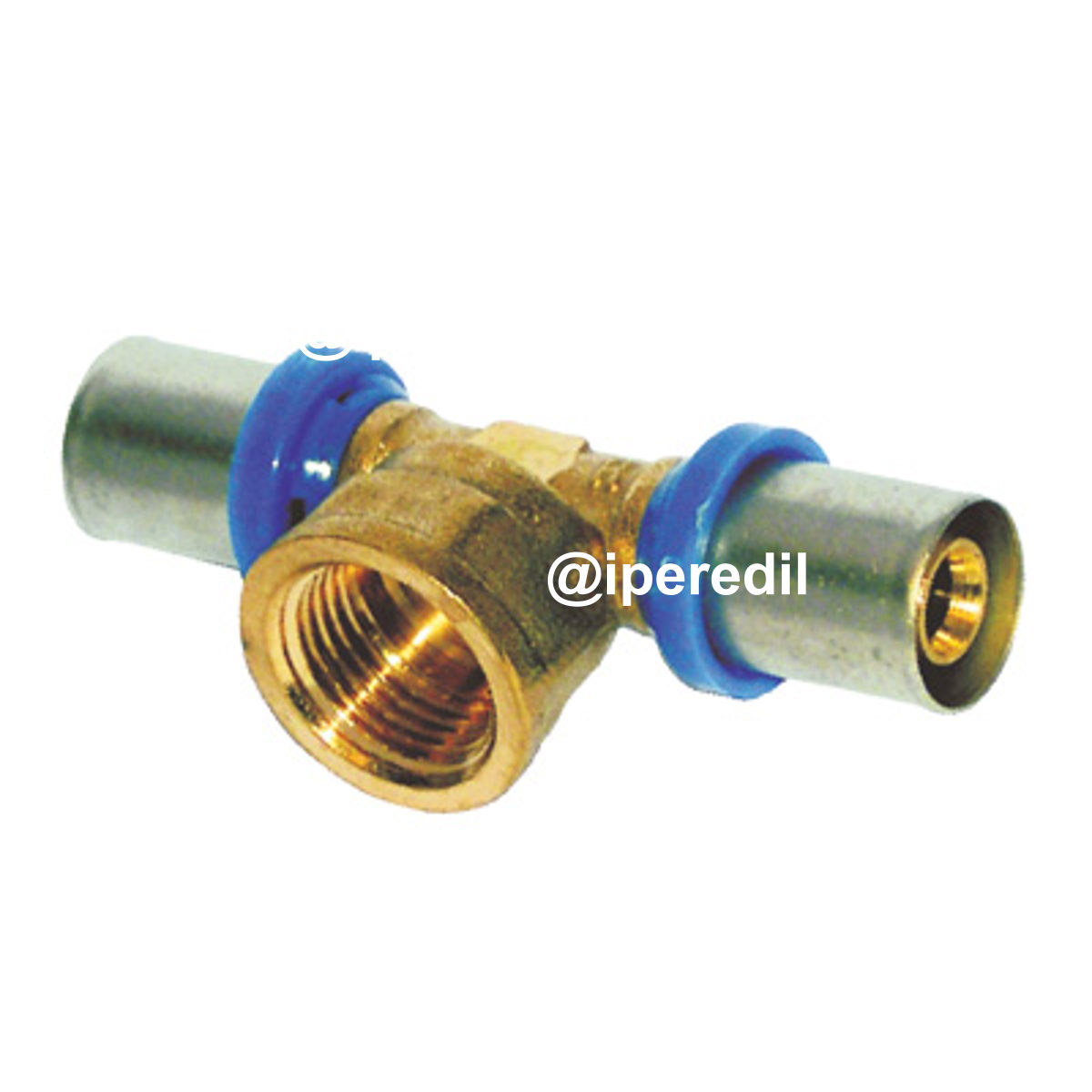 TEE MULTISTRATO PRESSARE FILETTO FEMMINA BAMPI OTTONE MM 16X1/2F