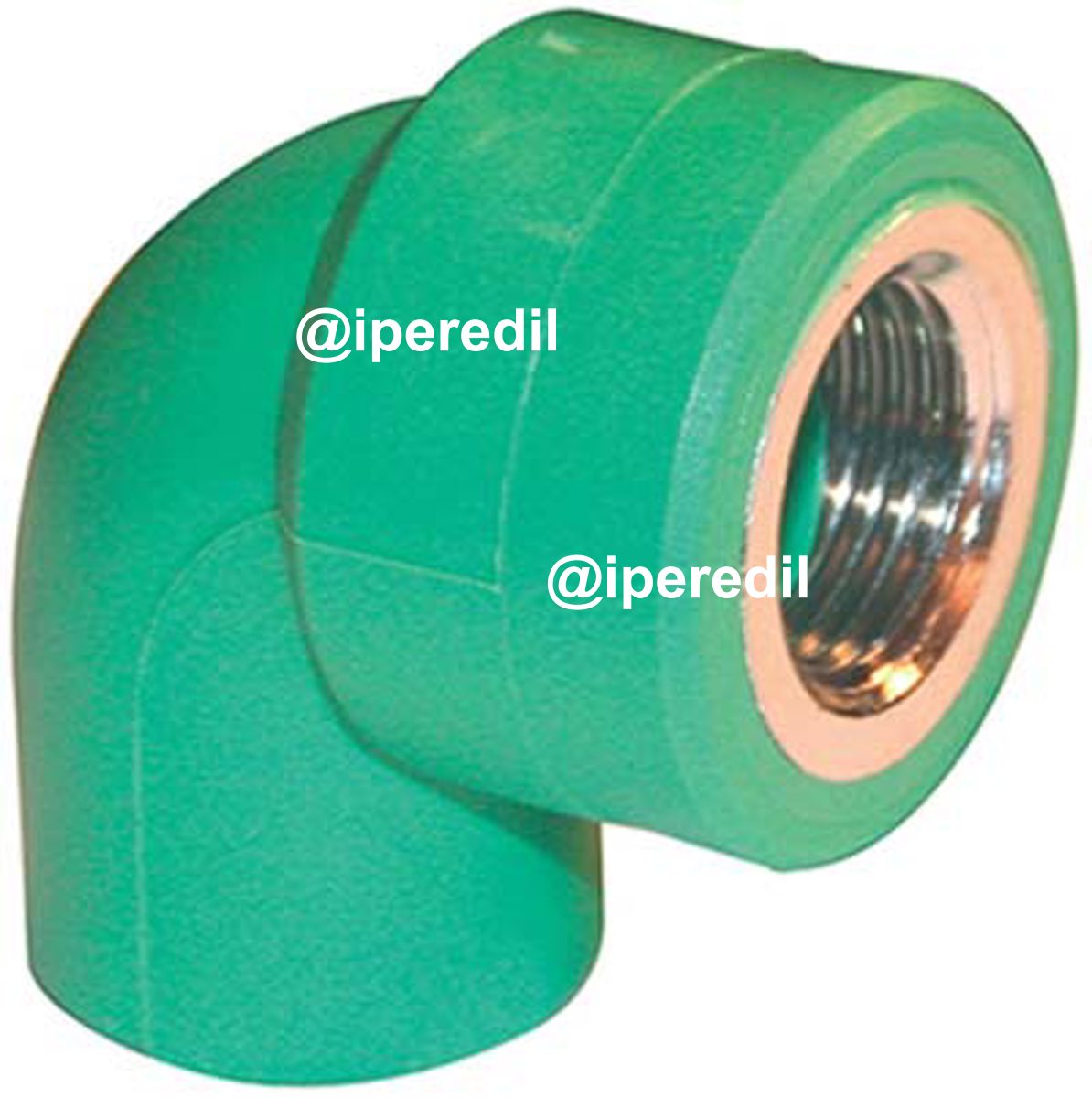 GOMITO PPR A SALDARE 90° FILETTO FEMMINA VERDE/OTTONE MM 25X3/4F