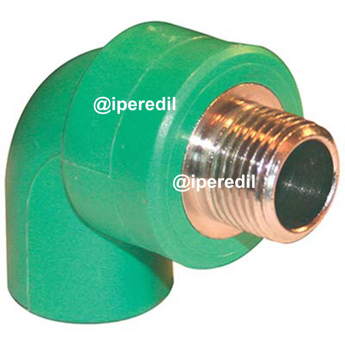 GOMITO PPR A SALDARE 90° FILETTO MASCHIO VERDE/OTTONE MM 20X1/2M - 07801084