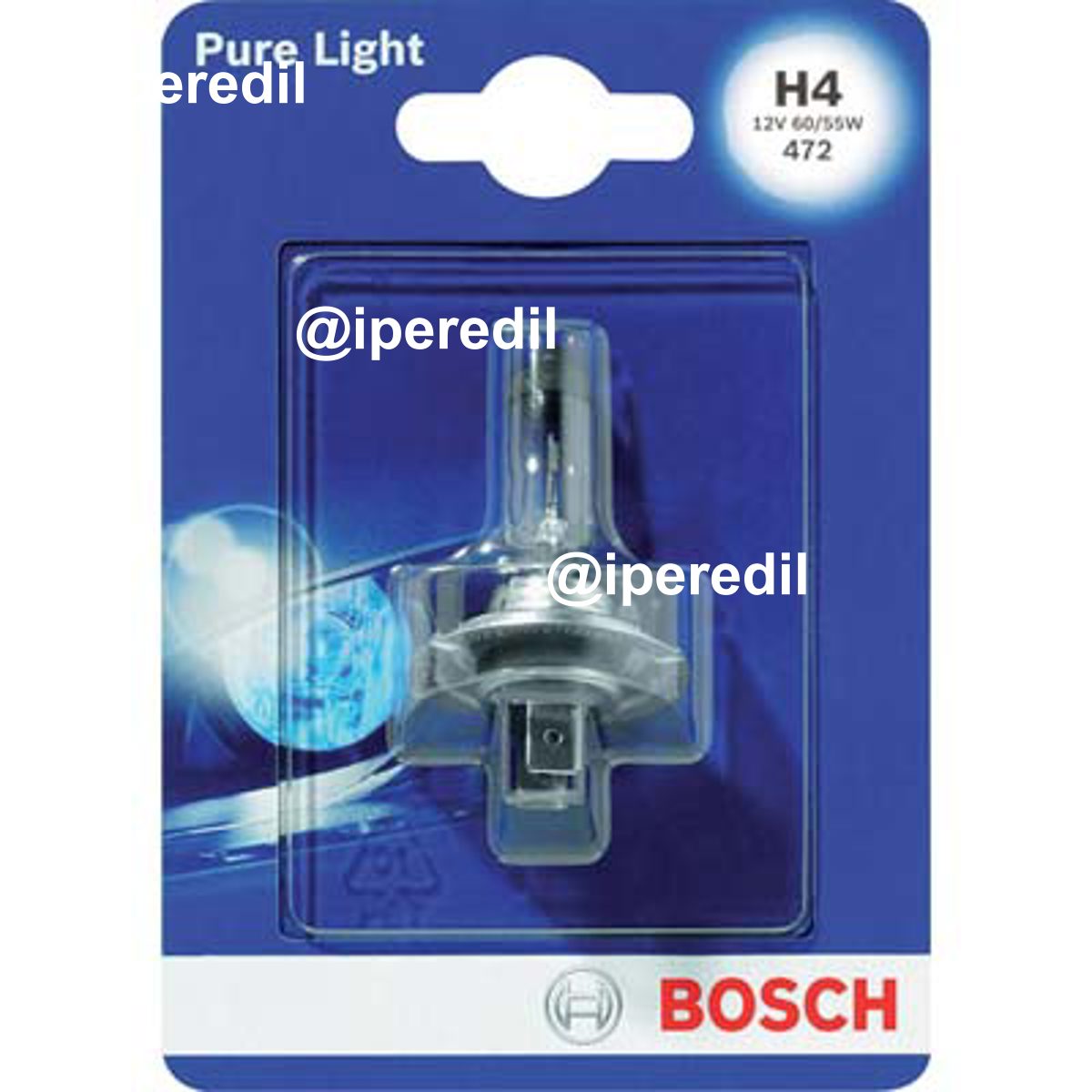 LAMPADA AUTO ANTERIORI PURE LIGHT H4 001 BOSCH ALOGENA VOLT 12 WATT 60/55