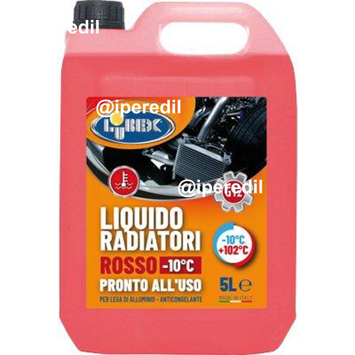 LIQUIDO ANTIGELO X RADIATORE AUTO ROSSO LUBEX FINO A -10°C LT 5