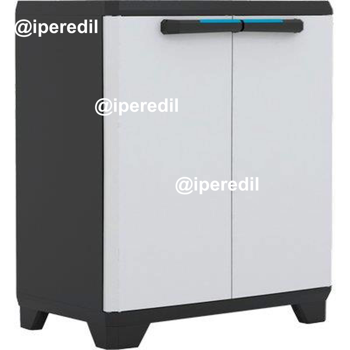 ARMADIO BASSO 1 RIPIANO LINEAR KETER PPL GRIGIO NERO 2 ANTE CM 68X39 H.CM 90 - 08130633
