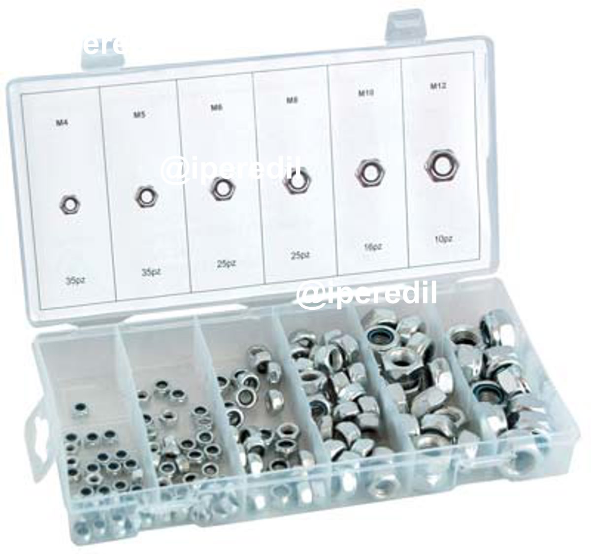 DADO ESAGONALE AUTOBLOCCANTE IN KIT SELF HAND ZINCATO M 4/12 CF=PZ 146