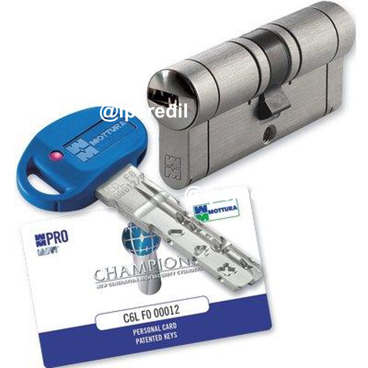 CILINDRO SAGOMATO CHAMPIONS PRO HAND MOTTURA CROMO SATINATO CHIAVI 5+1 MM 102 41+61 - 08212419