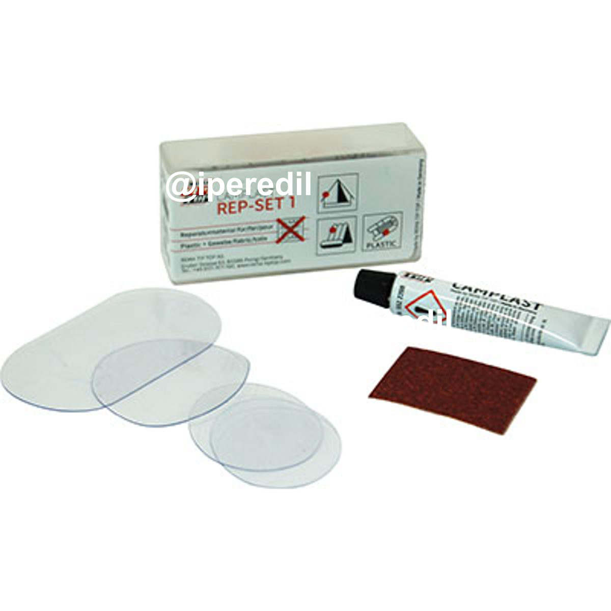 RIPARAZIONE TIPTOP KIT CAMPLAST REP-SET 1 REMA PVC PU TESSUTI PEZZE 3 + ACCESSORI