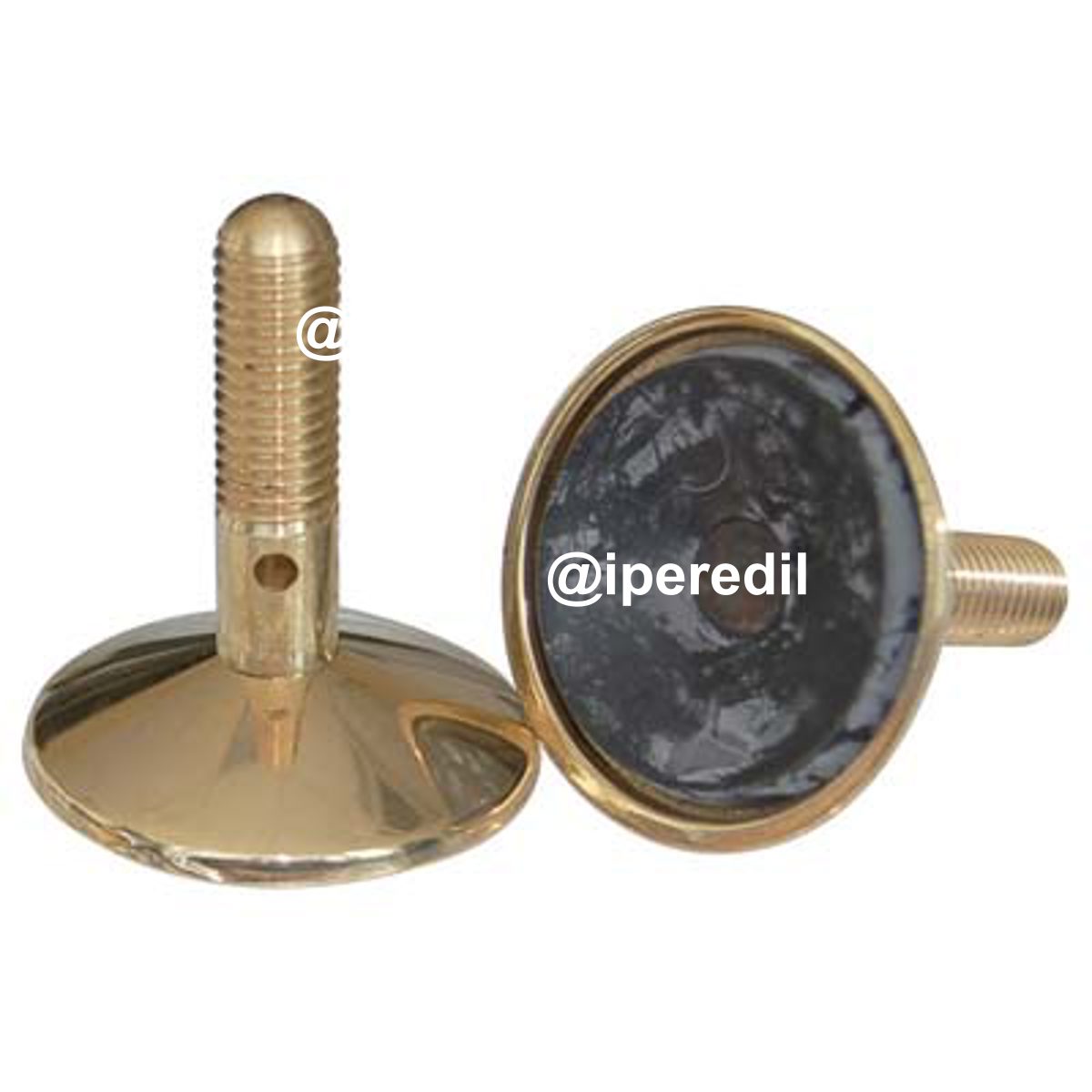PIEDINO REGOLABILE RIALZATO X MOBILI OTTONE LUCIDO/GOMMA D.MM 60 H.MM 60 MM 12X28