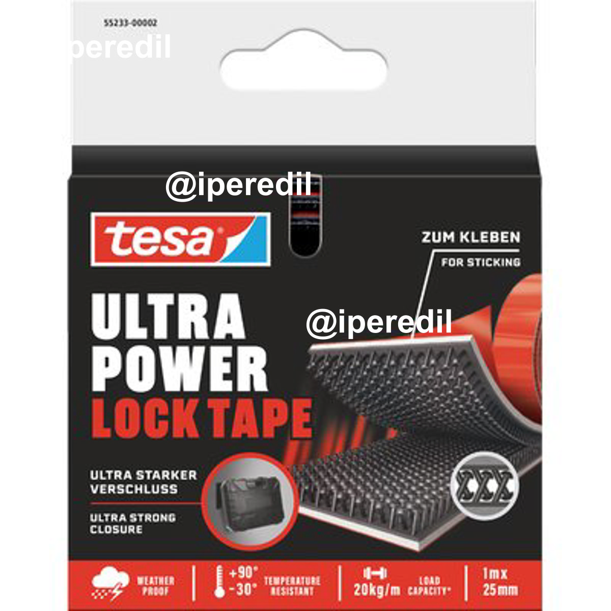 VELCRO ADESIVO ULTRA POWER LOCK TAPE 55233 TESA NERO MM 25 ML 1