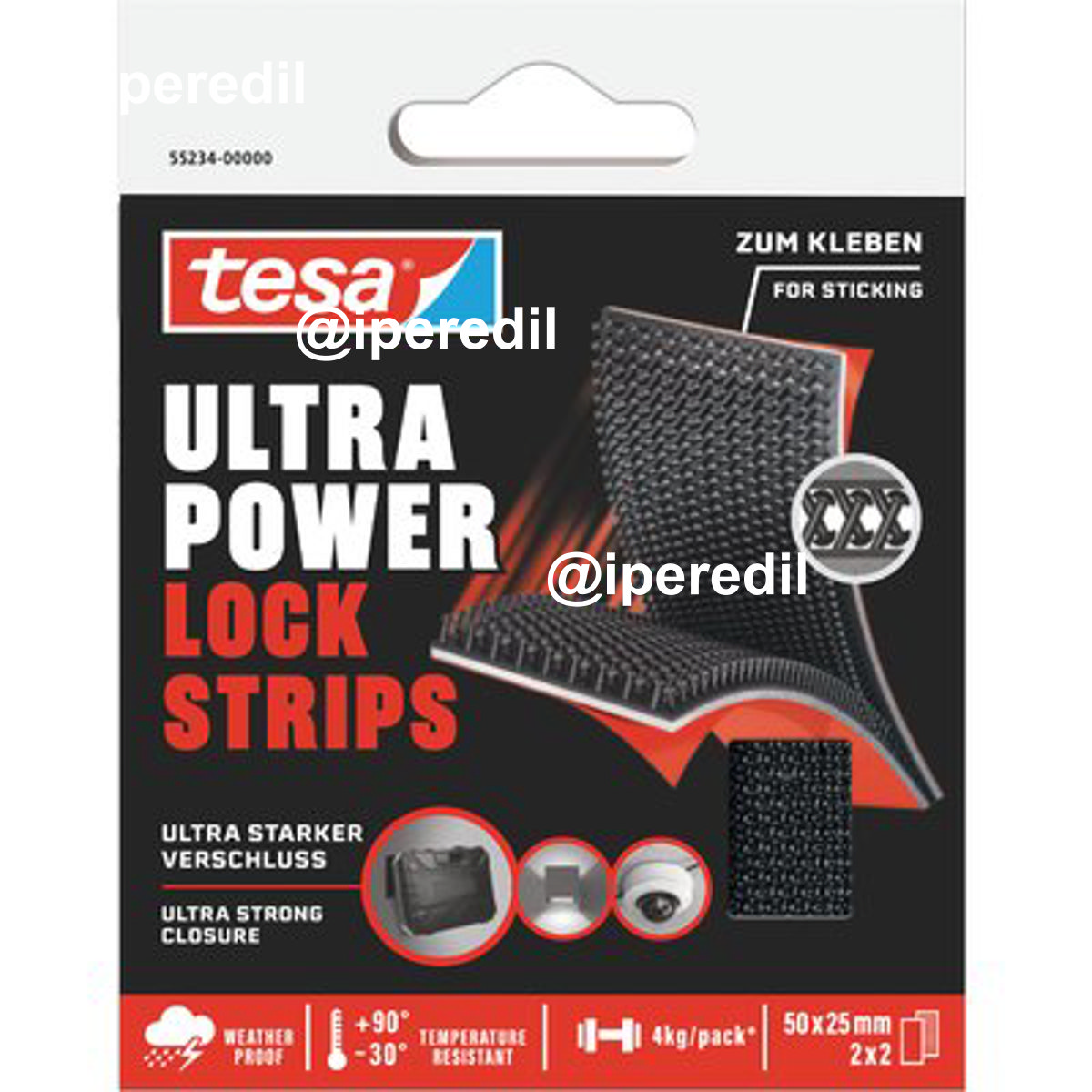 VELCRO ADESIVO ULTRA POWER LOCK STRIPS 55234 TESA NERO MM 25X50 CF=PZ 4