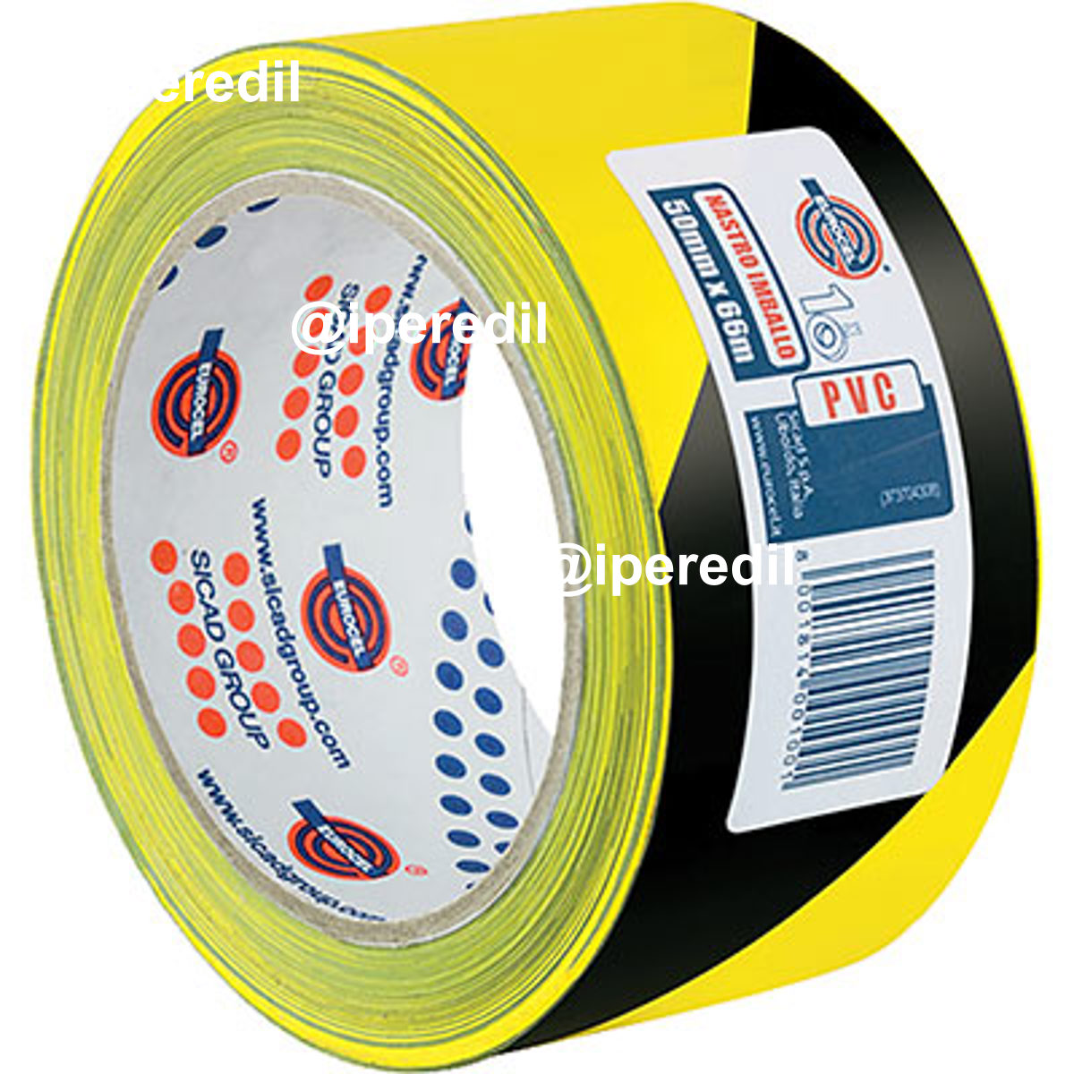 NASTRO SEGNALETICO ADESIVO 350 GN EUROCEL PVC GIALLO/NERO MM 50 ML 66