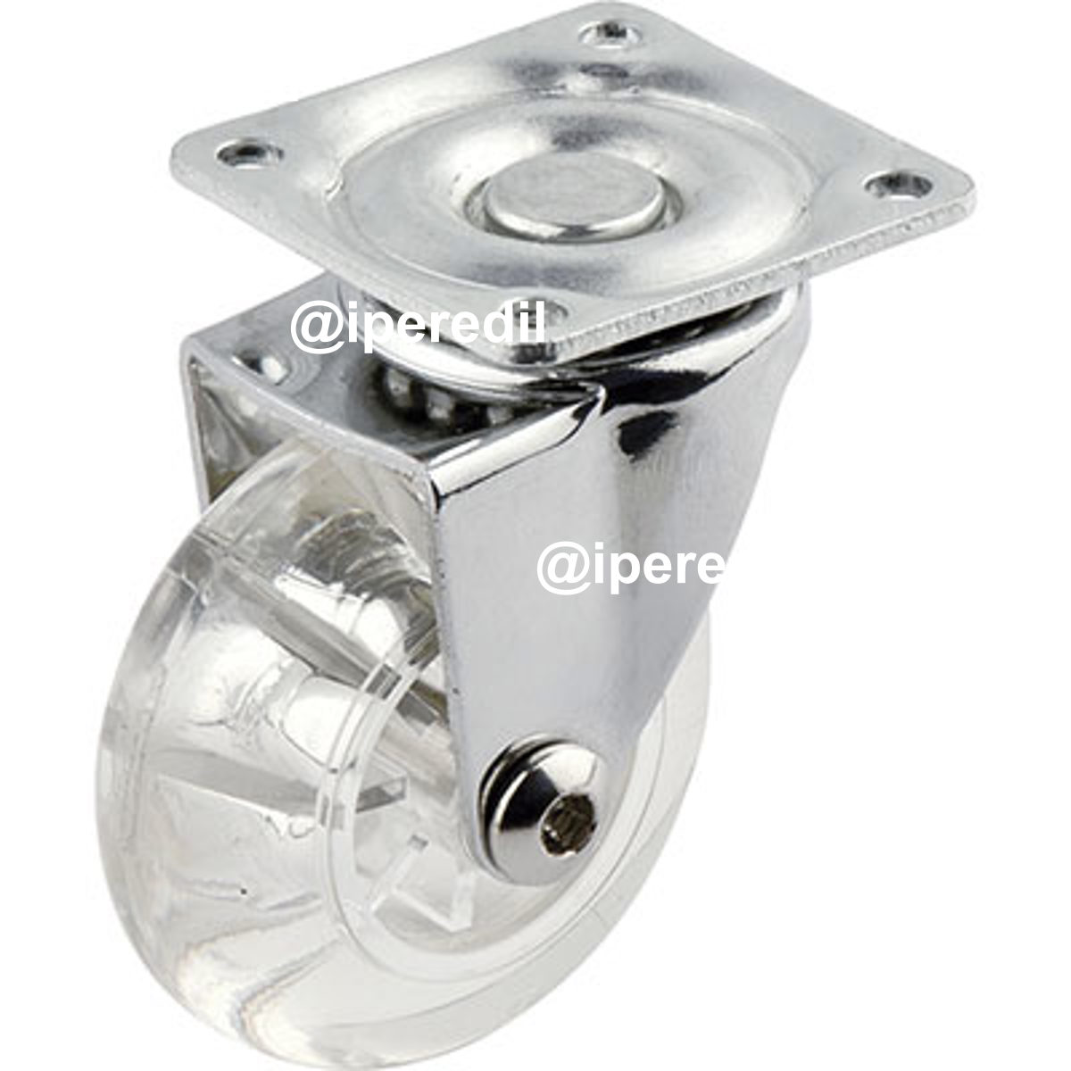 RUOTA A FORCELLA GIREVOLE TRASPARENTE A/ZINCR/GOMMA TRASPARENTE D.MM 50X21 P.MM 42X42