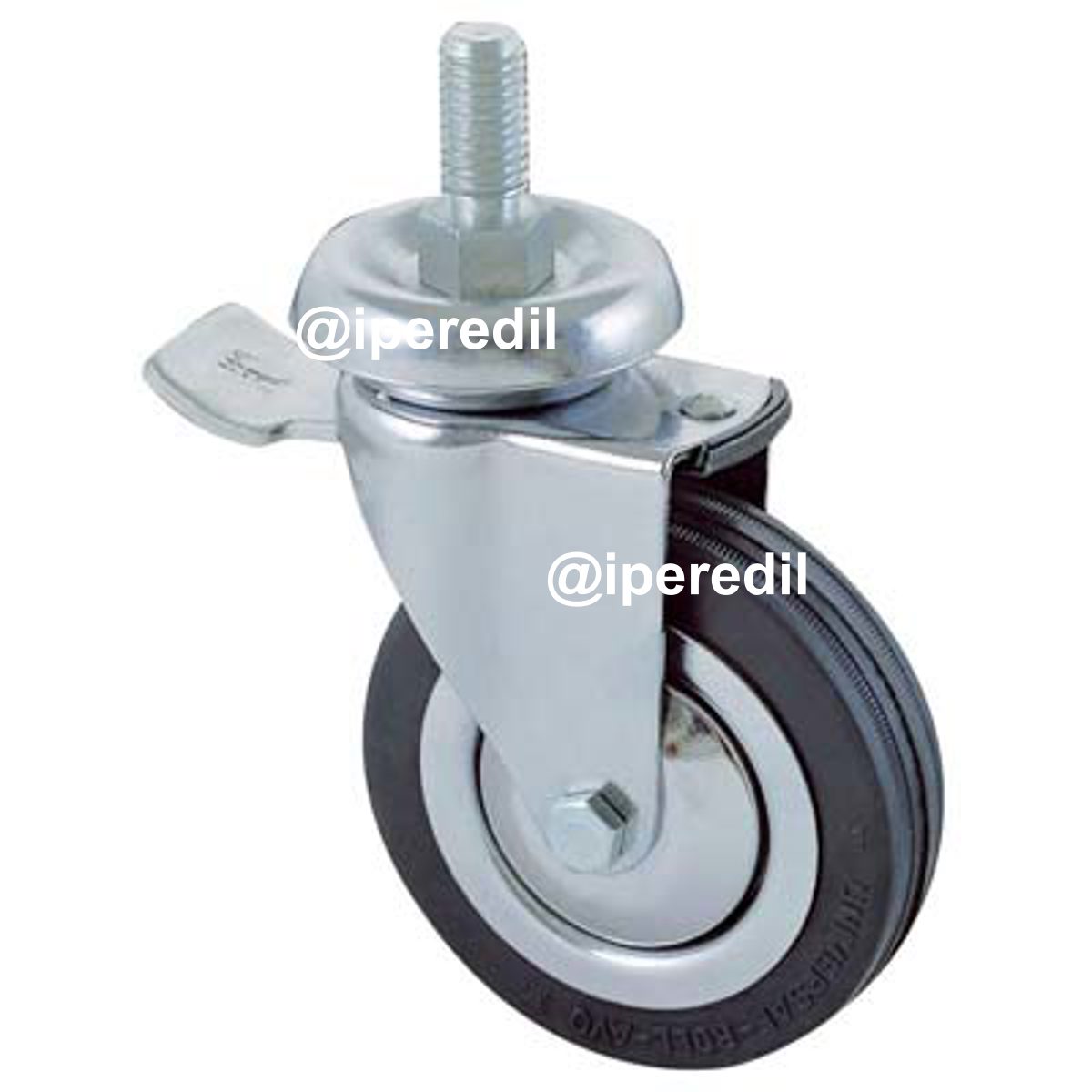 RUOTA A FORCELLA GIREV P.FILETT +FERMO 155BISB AVO A/CROMATO/GOMMA NERA D.MM 100X24 F.MA 12X30