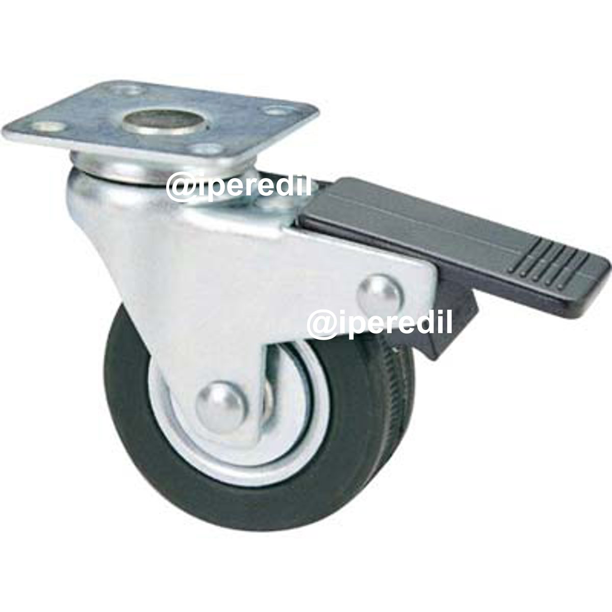 RUOTA A FORCELLA GIREVOLE + FERMO 160BIS AVO A/ZINCR/GOMMA NERA P.MM 40X40 D.MM 50X18