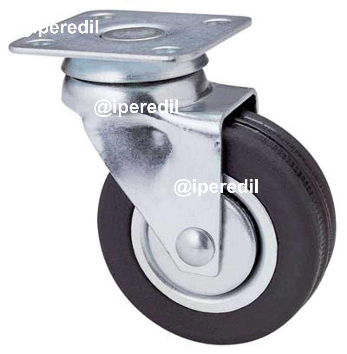 RUOTA A FORCELLA GIREVOLE 160 AVO A/ZINCR/GOMMA NERA D.MM 50X18 P.MM 40X40