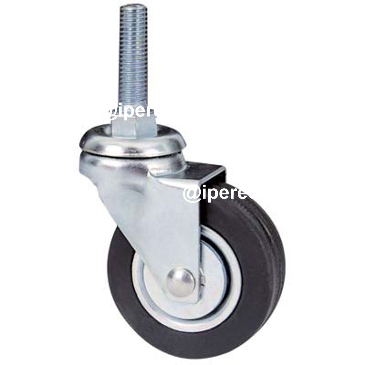 RUOTA A FORCELLA GIREVOLE PERNO FILETTATO 160B AVO A/ZINCR/GOMMA NERA D.MM 50X18 F.MA 8X30