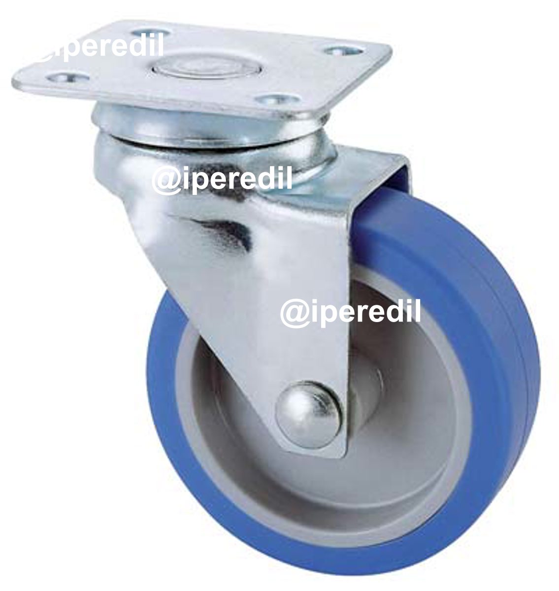 RUOTA A FORCELLA GIREVOLE 221 AVO A/ZINCR/GOMMA BLU P.MM 40X40 D.MM 40X18