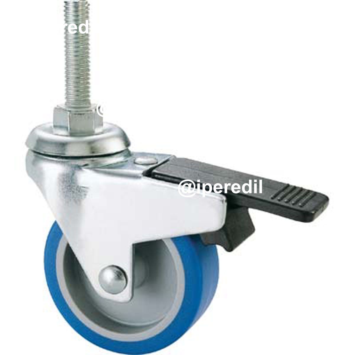 RUOTA A FORCELLA GIREV+FERMO PERNO FIL 221BISB AVO A/ZINCR/GOMMA BLU F.MA 8X30 D.MM 50X18