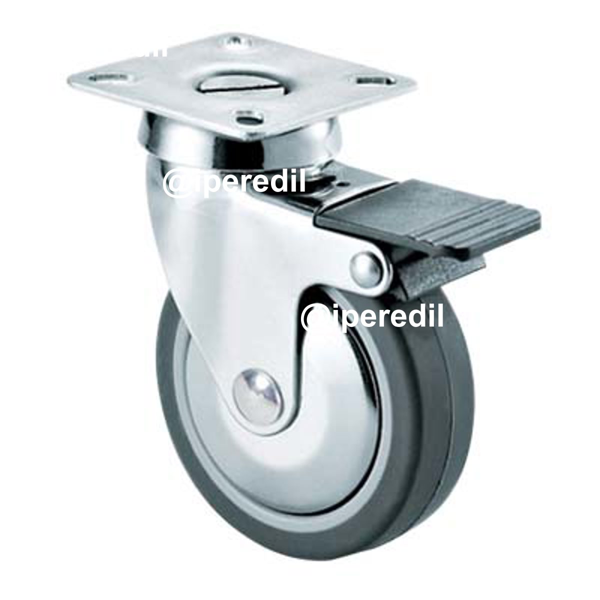 RUOTA A FORCELLA GIREVOLE + FERMO 220CBIS AVO A/ZINCR/GOMMA GRIGIA D.MM 60X24 P.MM 60X60