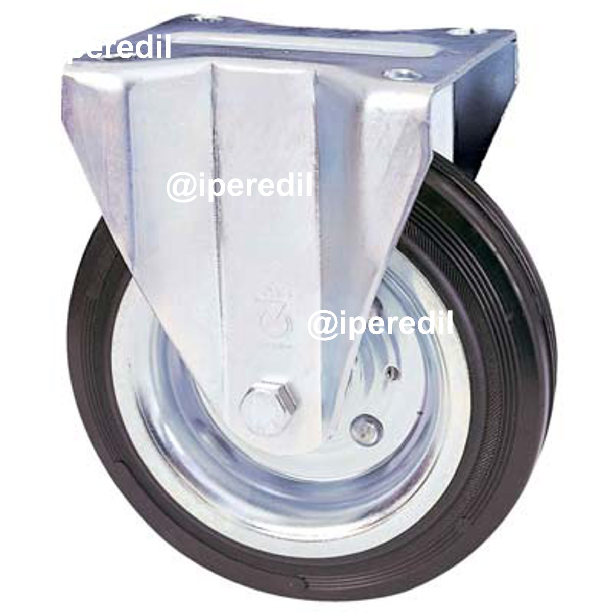 RUOTA A FORCELLA SU PIASTRA 80A AVO A/ZINCR/GOMMA NERA D.MM 180X50 P.MM 140X110