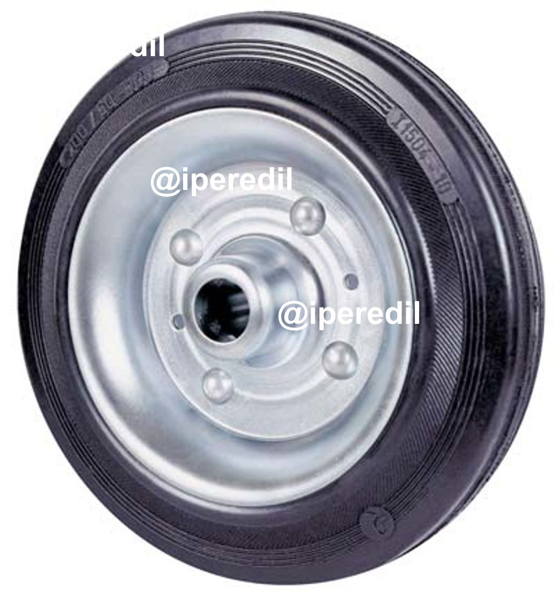 RUOTA GOMMA NERA 112 AVO DISCO ACCIAIO + CUSCINETTI A RULLI D.MM 180X50
