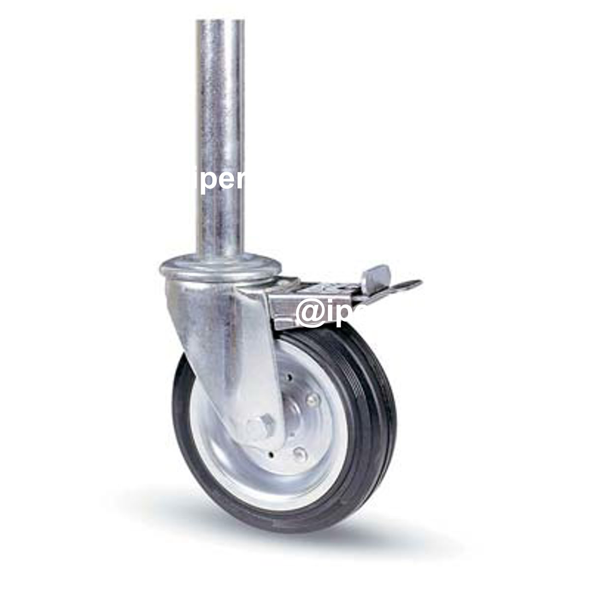 RUOTA A FORCELLA TUBI INNOCENTI +FERMO 103BI AVO A/ZINCR/GOMMA NERA MM 200X50 PERNO GIR MM 40X190