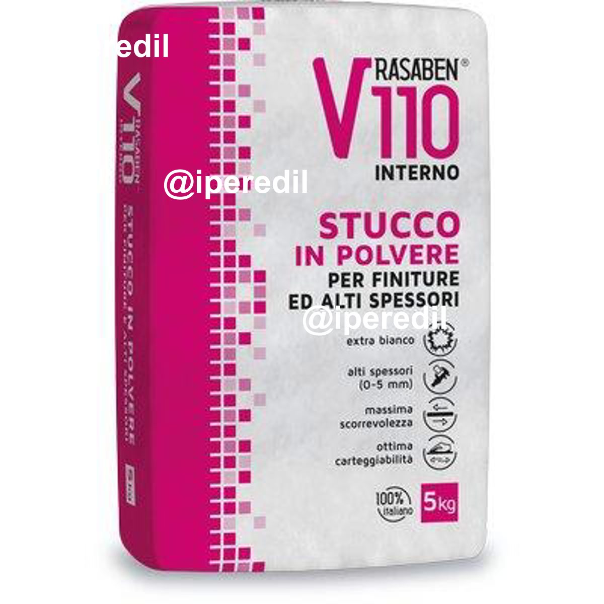 STUCCO POLVERE INTERNO V110 K2 RASABEN KG 5 ALTI SPESSORI