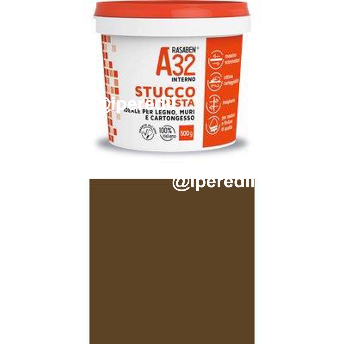 STUCCO PASTA LEGNO A32 K2 RASABEN NOCE SCURO KG 0,5