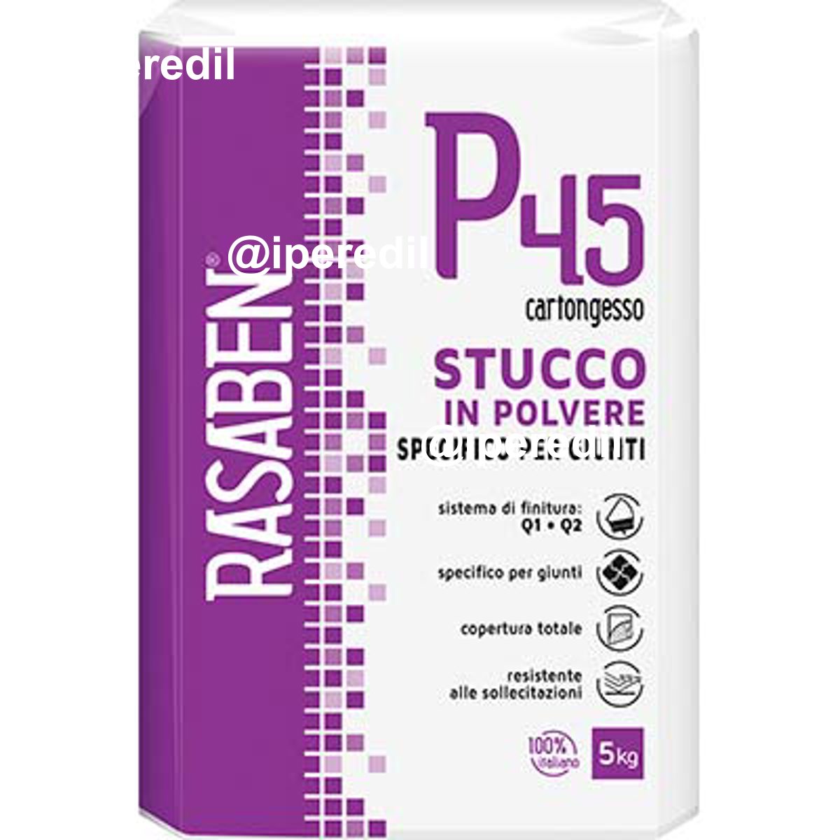 STUCCO POLVERE CARTONGESSO P45 K2 RASABEN KG 5 SPECIFICO GIUNTI
