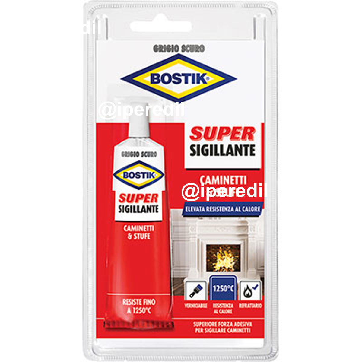 MASTICE REFRATTARIO CAMINETTI STUFE TUBETTO BOSTIK GRIGIO SCURO GR 100 - 08389657