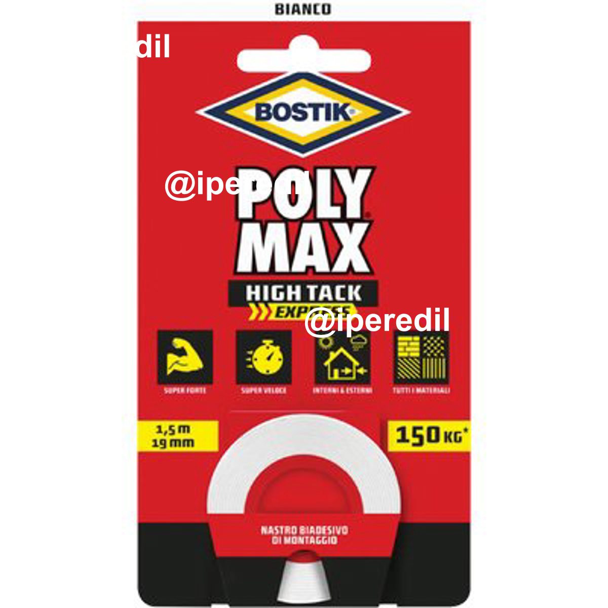 BOSTIK POLYMAX HIGH TACK NASTRO BIADESIVO BIANCO H.MM 19 MT 1,5 - 08390925