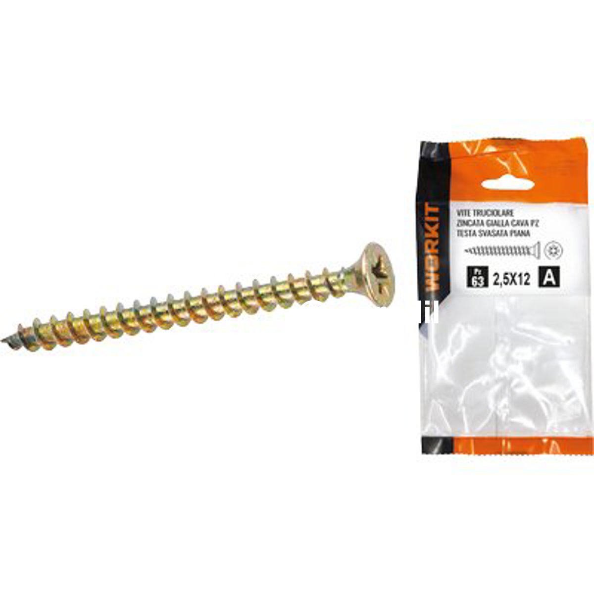VITE TRUCIOLARE TSP ZINCATA GIALLA SELF WORKIT CAVA PZ FILETTO INTERO MM 2,5X16 CF=PZ 57