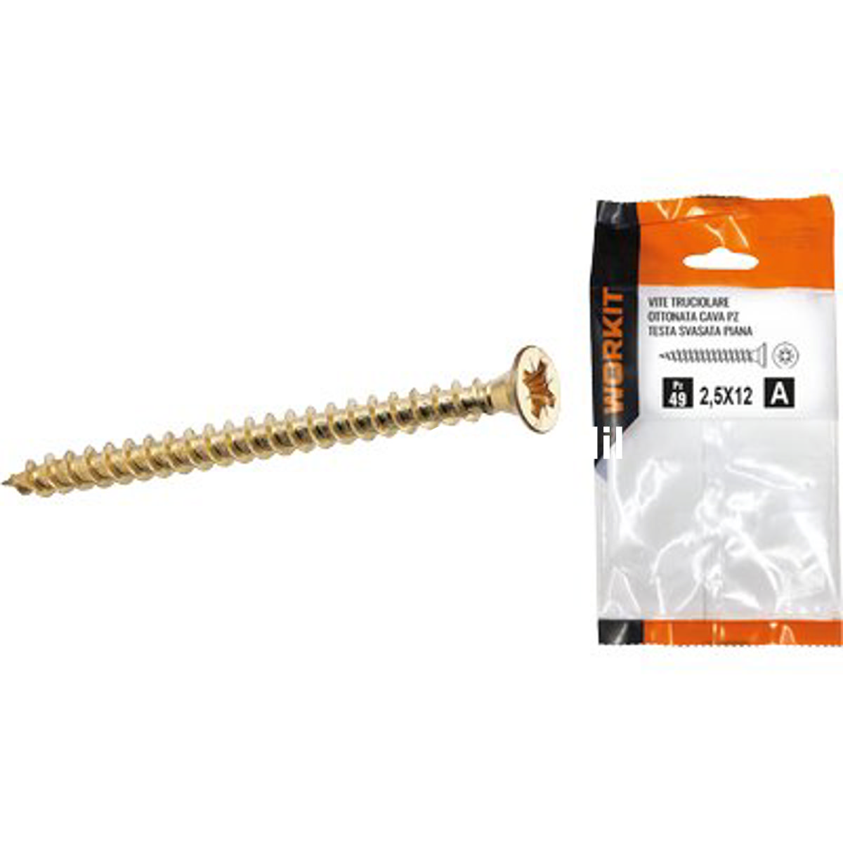 VITE TRUCIOLARE TSP OTTONATA SELF WORKIT CAVA PZ FILETTO INTERO MM 5,0X40 CF=PZ 11
