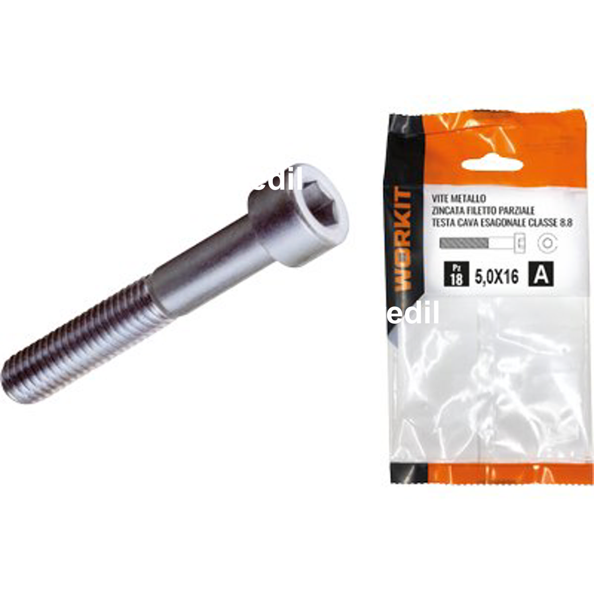 VITE METALLO TCCE ZINCATA SELF WORKIT CAVA ESAGONALE CL 8.8 FIL PARZIAL MM 6X25 CF=PZ 10