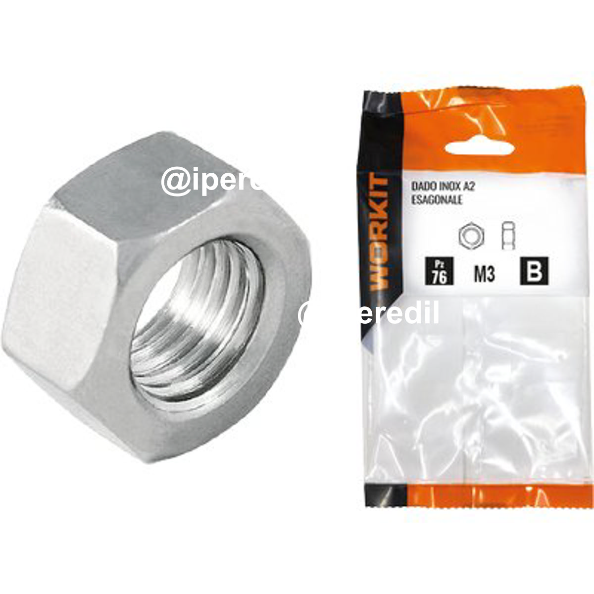 DADO ESAGONALE INOX A2 SELF WORKIT M 5 CF CF=PZ 40