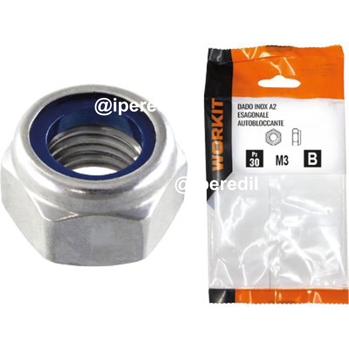 DADO ESAGONALE AUTOBLOCCANTE INOX A2 SELF WORKIT BASSO M 8 CF=PZ 10