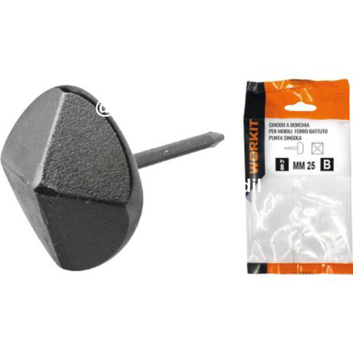 CHIODO A BORCHIA PUNTA SINGOLA SELF WORKIT X MOBILI FERRO BATTUTO MM 25 CF=PZ 4
