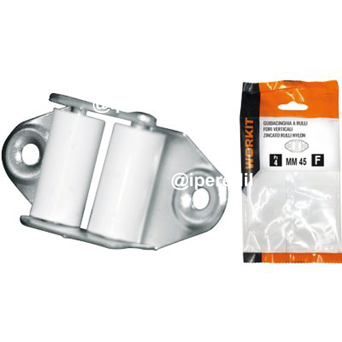 GUIDACINGHIA A RULLI FORI VERTICALI SELF WORKIT ZINCATO RULLI NYLON H.MM 45 CF=PZ 2