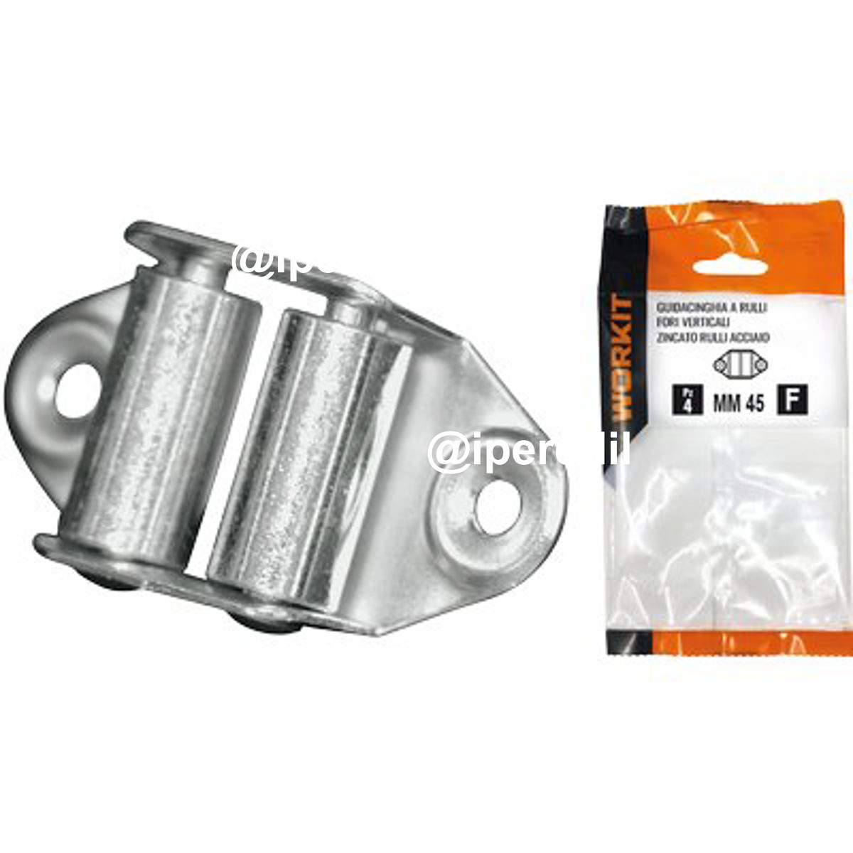 GUIDACINGHIA A RULLI FORI VERTICALI SELF WORKIT ZINCATO RULLI ACCIAIO H.MM 45 CF=PZ 2