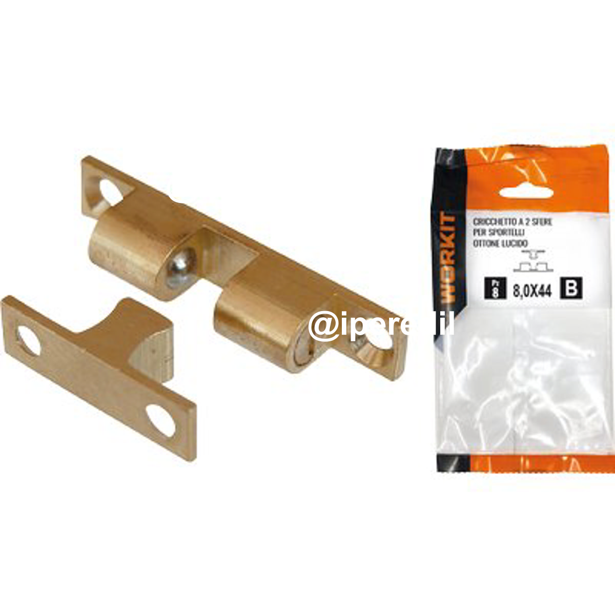 CRICCHETTO A 2 SFERE SPORTELLI SELF WORKIT OTTONE LUCIDO MM 11X60 CF=PZ 1 - 09002252