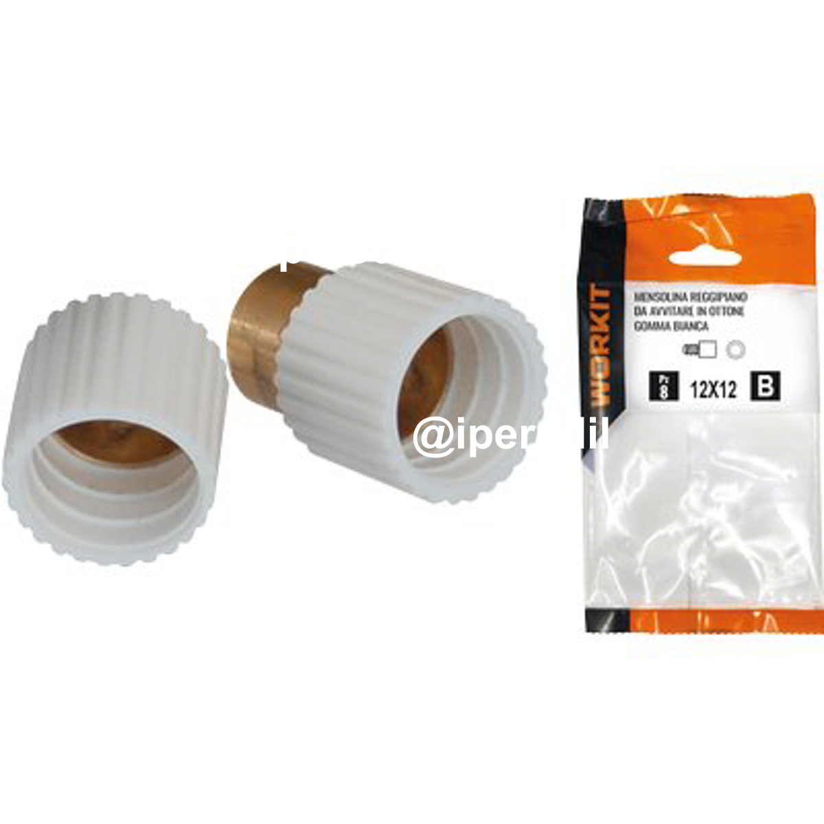 MENSOLINA REGGIPIANO DA AVVITARE SELF WORKIT OTTONE/GOMMA BIANCA MM 12X12 CF=PZ 10