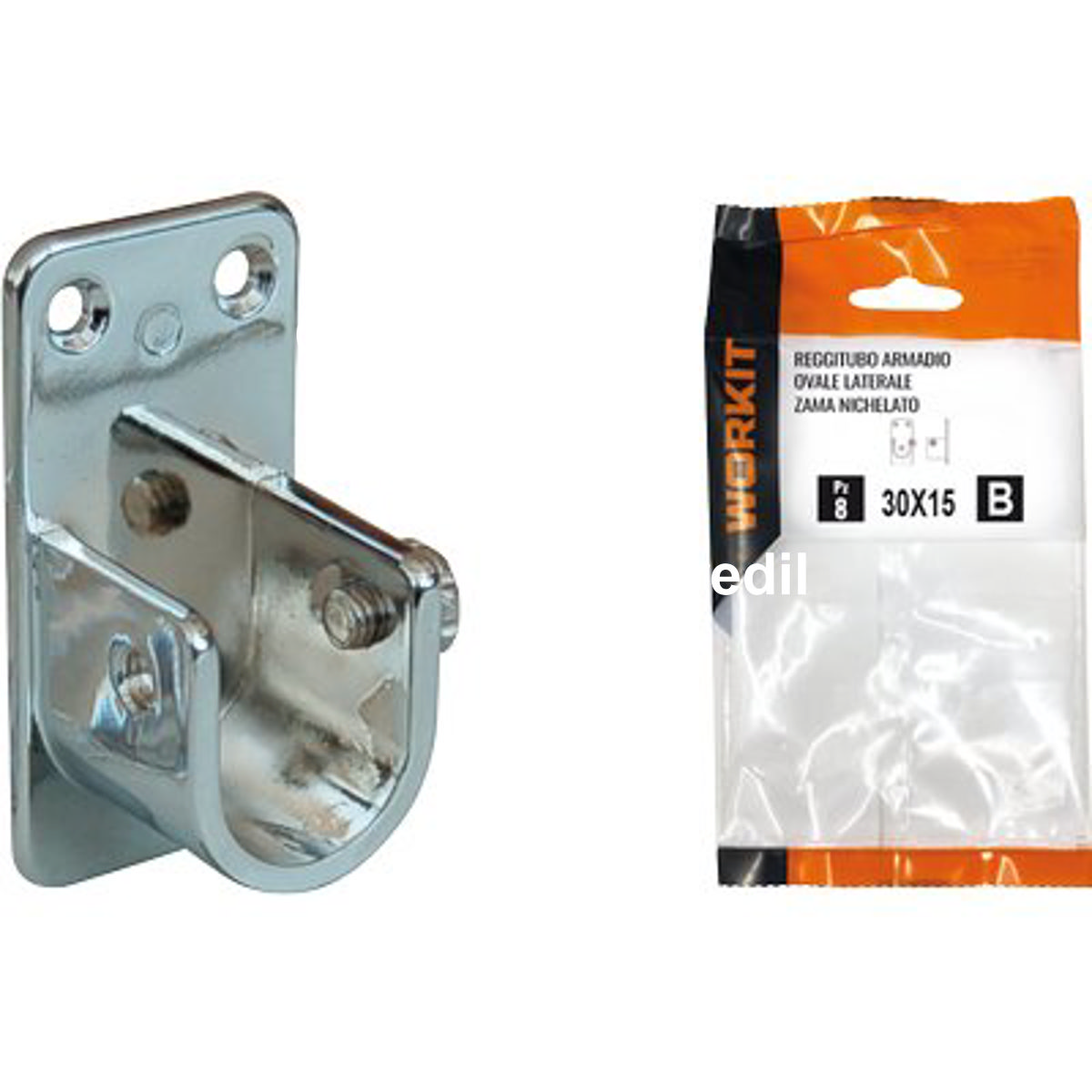 REGGITUBO ARMADIO OVALE LATERALE SELF WORKIT ZAMA NICHELATO TUBO MM 30X15 CF=PZ 2 - 09002282