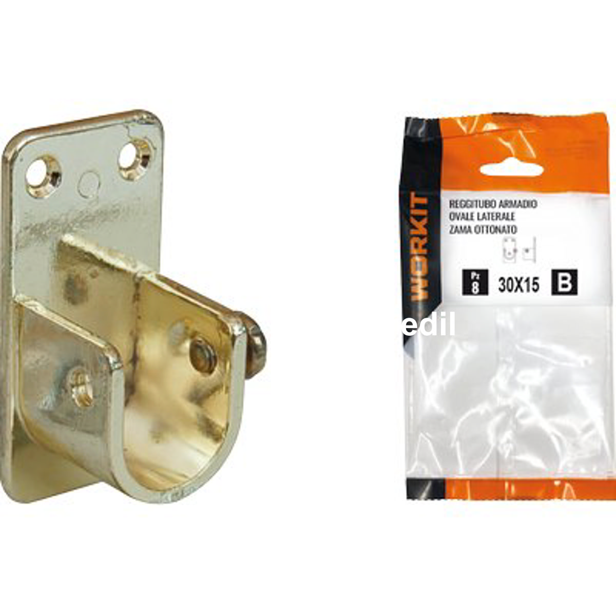 REGGITUBO ARMADIO OVALE LATERALE SELF WORKIT ZAMA OTTONE LUCIDO TUBO MM 30X15 CF=PZ 2 - 09002283
