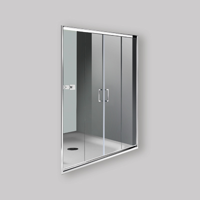 PORTA 2 ANTE SCORREVOLI E 2 FISSE TONGA TRASPARENTE CROMO 157-162 Ap. 65