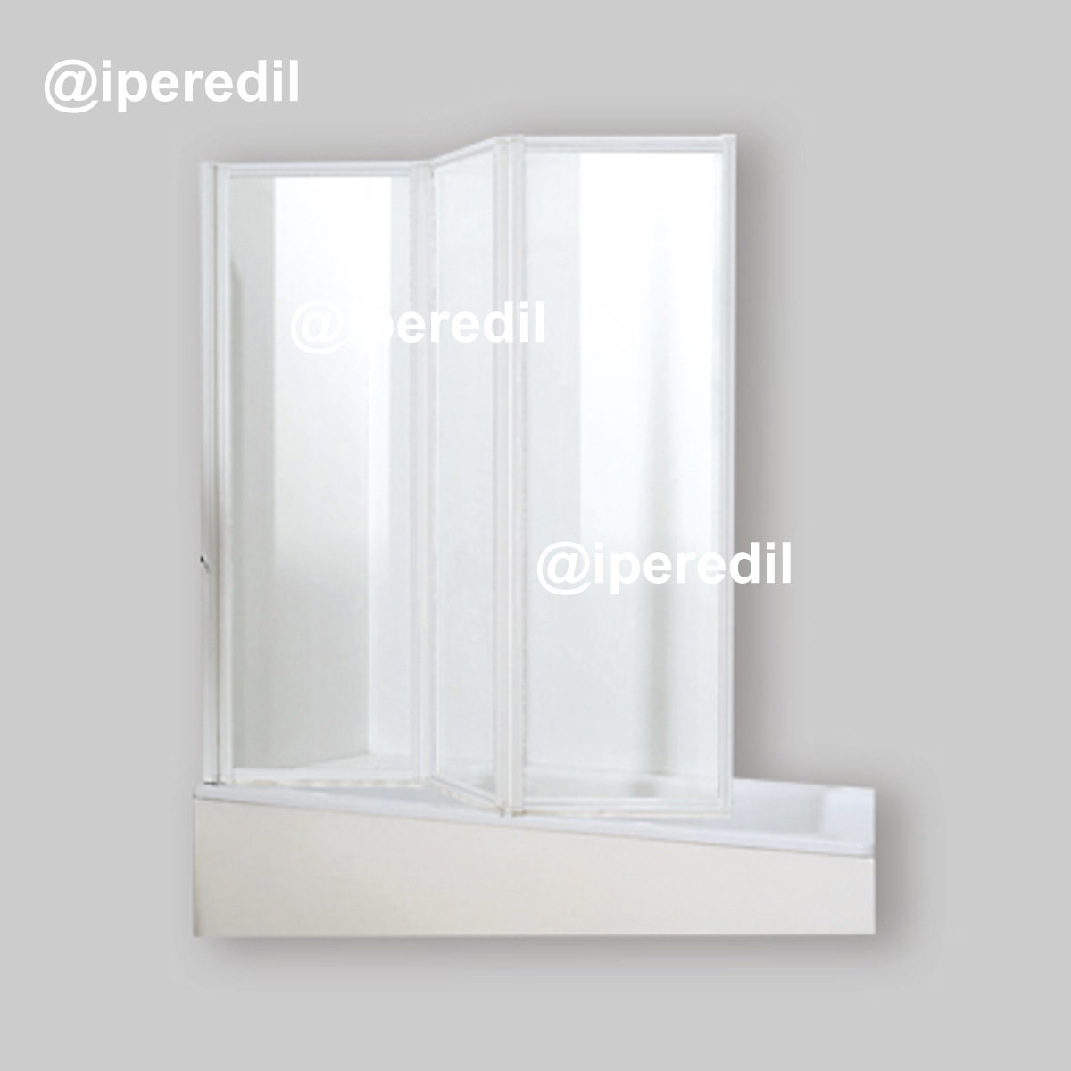 PARETE VASCA 'GIGLIO' CRISTALLO Sp.3 mm PROFILO BIANCO 2 ante 91 H.140 Ch. 1 lato