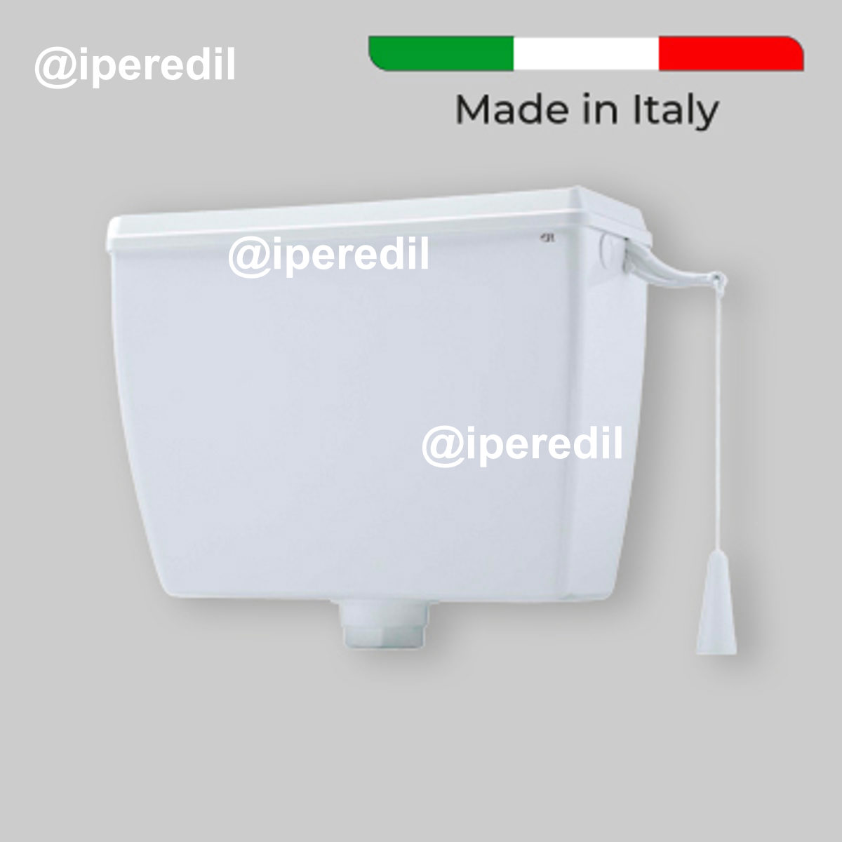 CASSETTA DI SCARICO ALTA "ALFA" CON COPERCHIO E CATENELLA Bianca