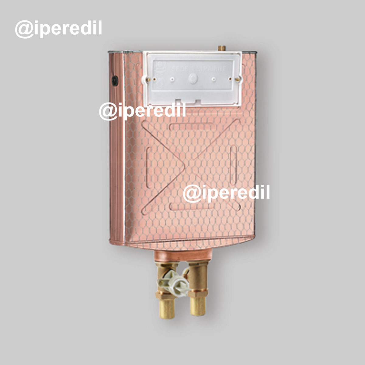 CASSETTA DI SCARICO AD INCASSO IN RAME DOPPIO TASTO 10 lt + Placca