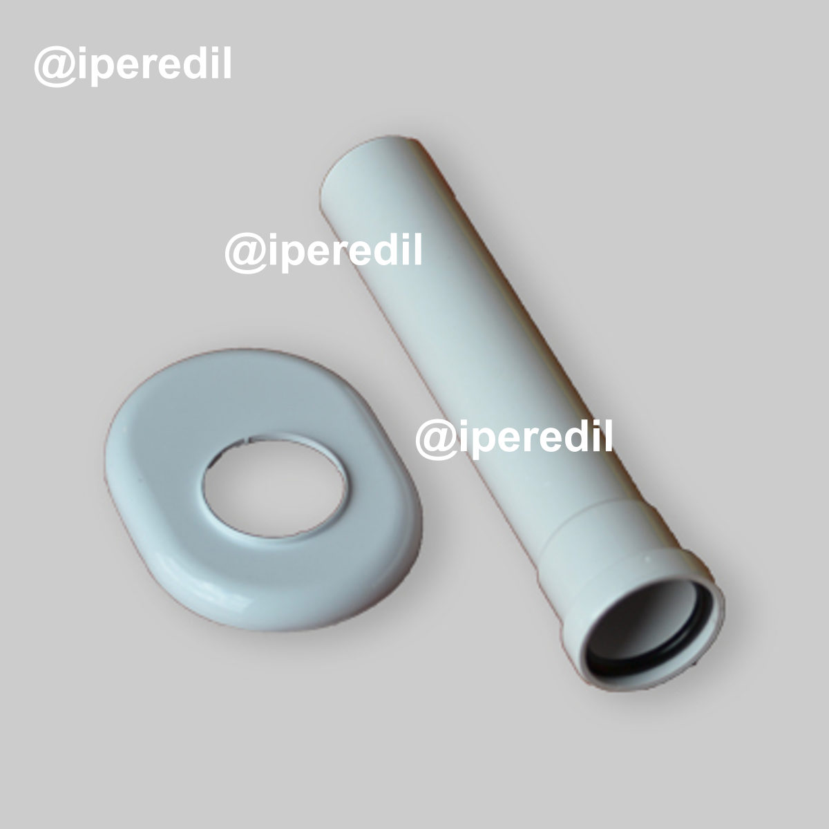 CANOTTO DI SCARICO COMPLETO DI ROSONE E O-RING 143 Bianco - L.22 cm