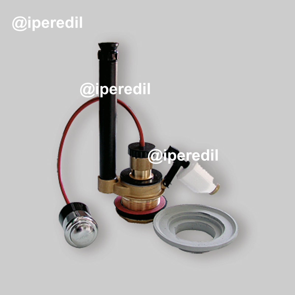 MECCANISMO DI SCARICO CON PULSANTE E KIT MONOBLOCCO Ottone