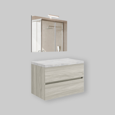 COMPOSIZIONE MOBILE DA BAGNO EASY TOP 80 SOSPESA Rovere Bianco / Beton