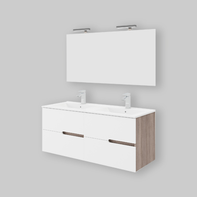 COMPOSIZIONE MOBILE DA BAGNO EVA 120 Rovere Fumo - Bianco Lucido
