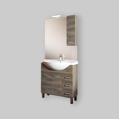 GAIA 02 EUCALIPTO SCURO Specchiera cm 70 con pensile dx